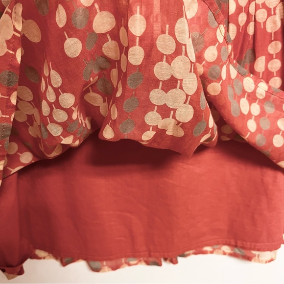 Fossil Silk Cotton Pleated Polka Dot Print A-Line Skirt Pink-Coral Size 4 - Picture 7 of 8